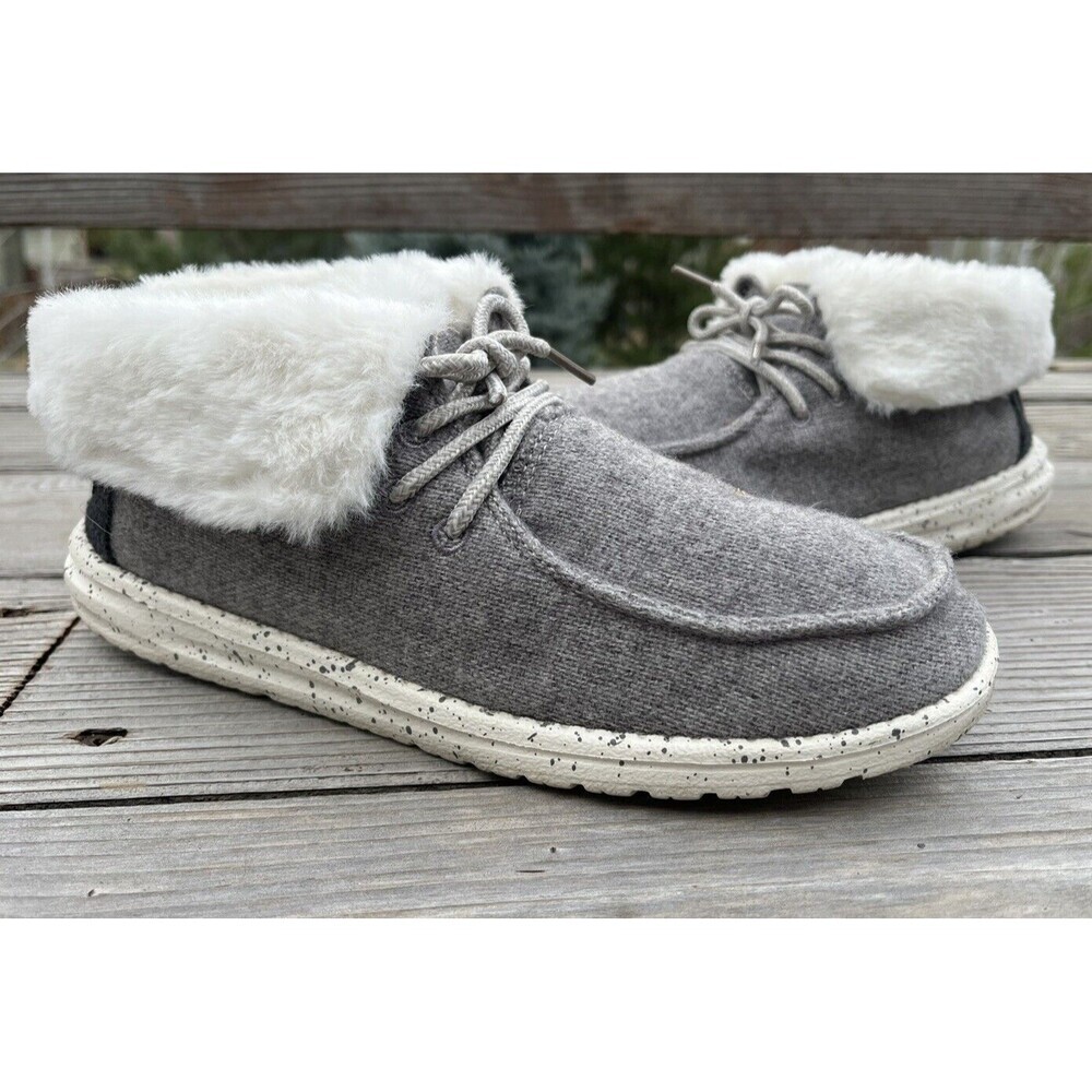 Hey Dude Britt Women’s 7 Faux Fur Lined Ankle Booties Shoes - Charcoal